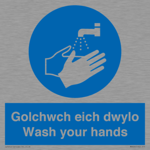 golchwch eich dwylo / wash your hands - safety sign